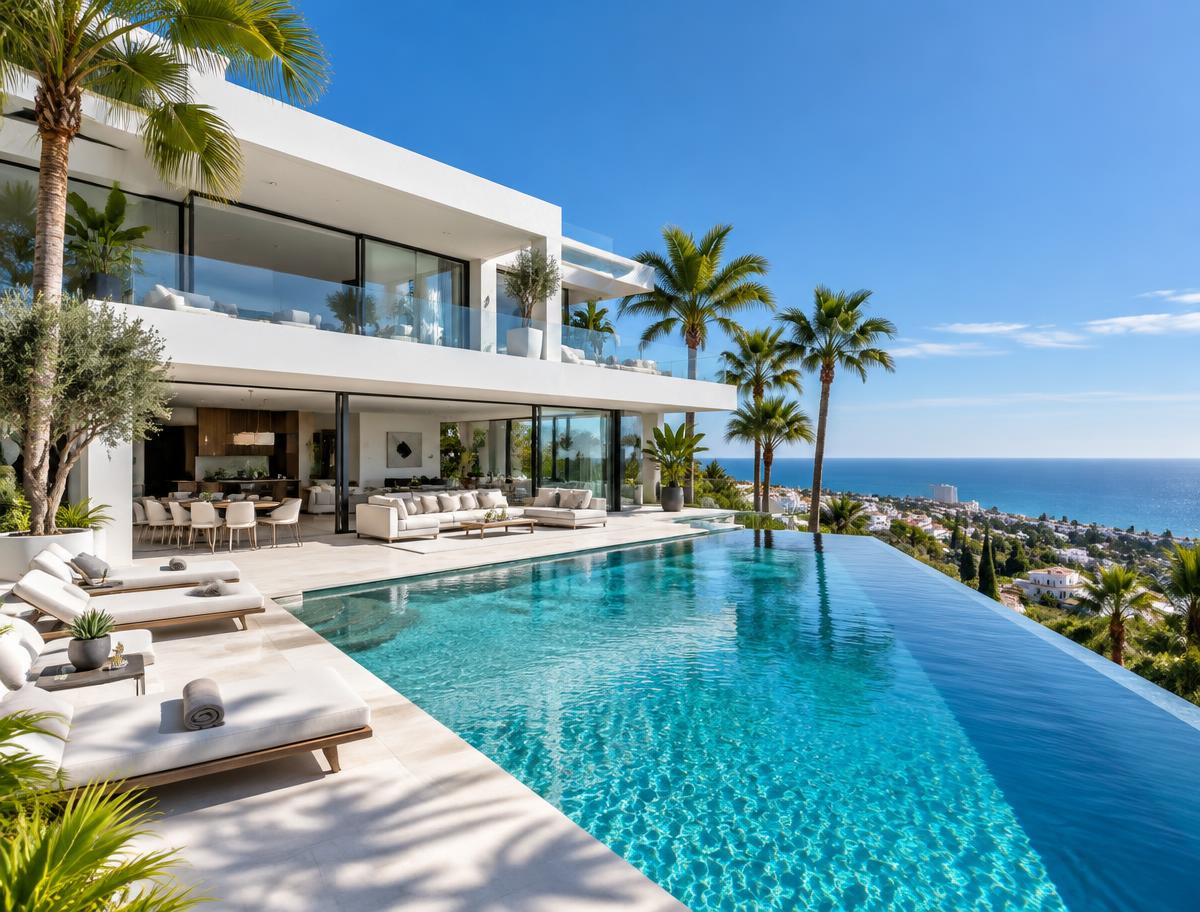 Moderne Neubau-Villa mit Infinity-Pool und Meerblick in Marbella