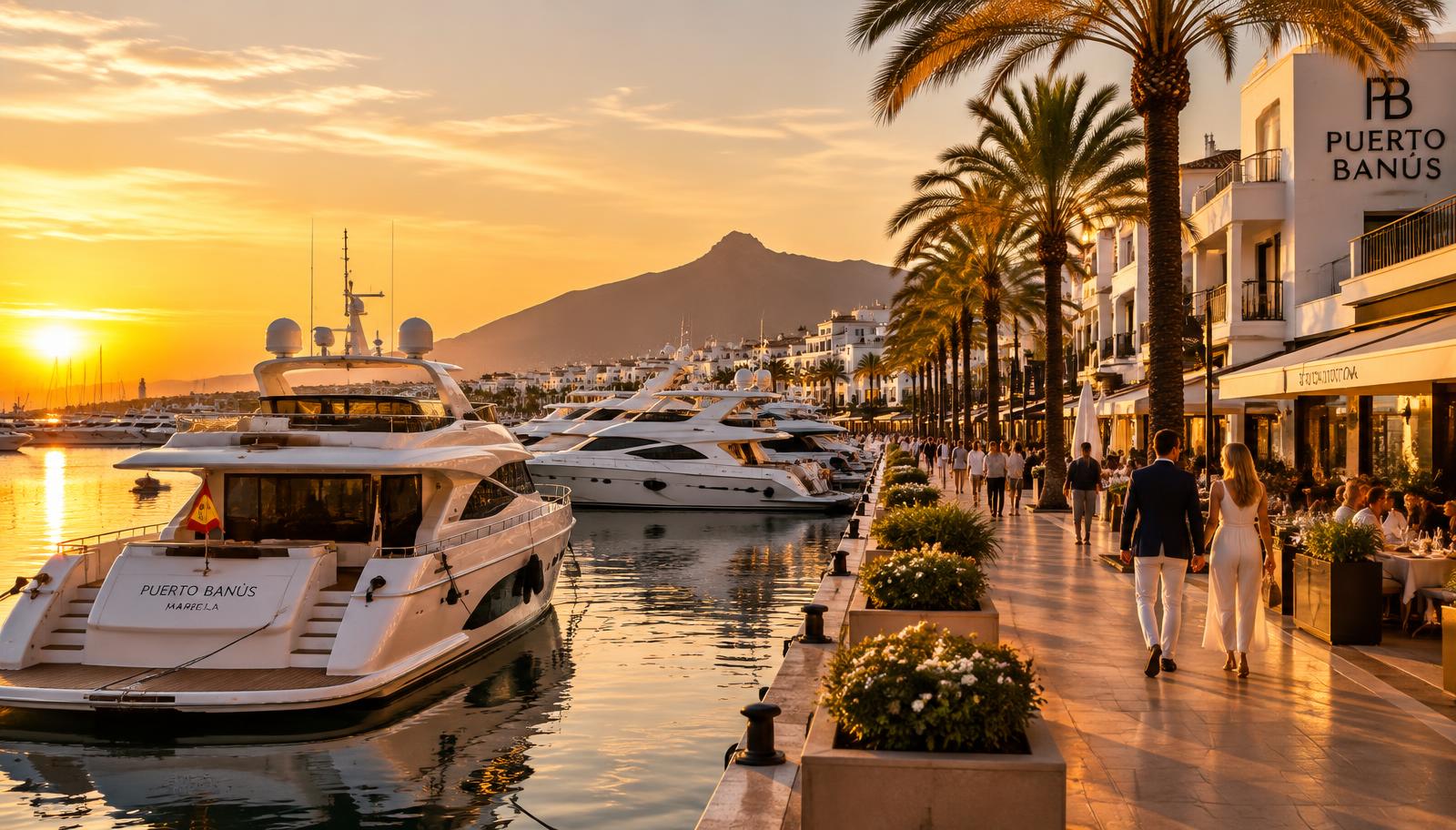 Yachthafen Puerto Banús mit Yachten und Promenade